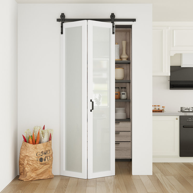 Portes de grange pliantes en verre 84 po de hauteur 84 po avec ensemble de quincaillerie pour garde-manger, 40 po x 84 po