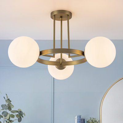 3 - Light Frosted Bubble Sputnik Glass Globe Semi Flush Mount