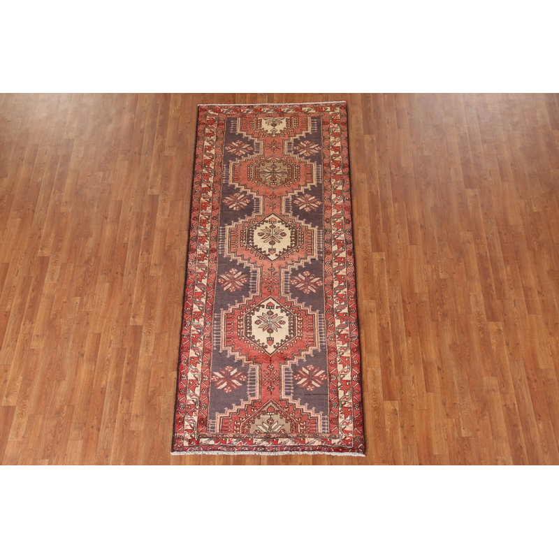 Tapis de couloir géométrique traditionnel 4x9