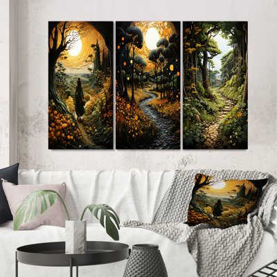 «Countryside Path Through The» - 3 pièces