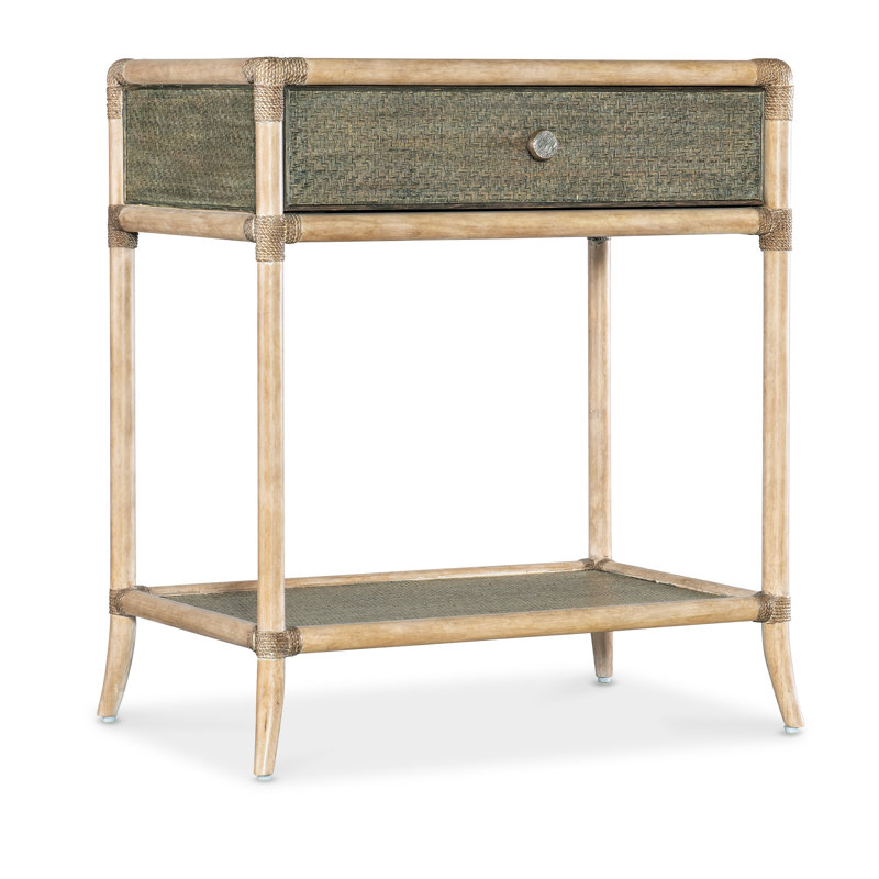 Retreat 1 - Drawer Rattan Nightstand, Dune/Green
