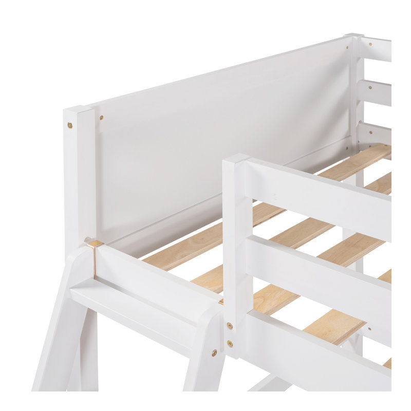 Lit mezzanine simple en bois avec échelle (blanc)