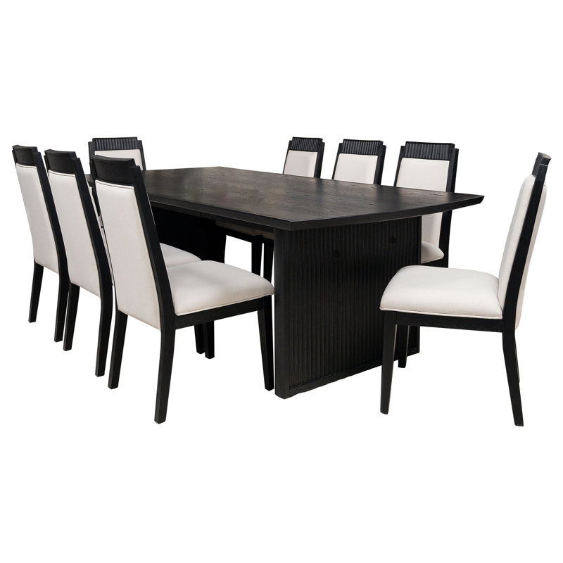 Hohl Extension Leaf Dining Table Set Black, 9 Pieces: Table, 8 Chairs