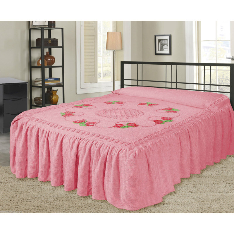 Jacques Cotton Blend Solid Colour Bedspread, Pink, 212 x 265 cm Bedspread