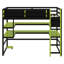 Lit mezzanine multifonctionnel en bois avec bureau intégré, tablettes de rangement et éclairage RVB-1401984345-1401984346