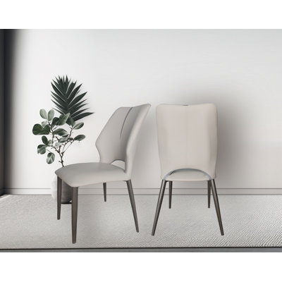 Modern Luxury Dining Chair Faux Leatherette In Grey Set Of 2