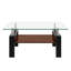 Table basse rectangulaire, plateau en verre trempé avec panneau de fibres à densité moyenne, table moderne pour le salon, verre transparent-125538190-125538187