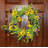 22" Artificial Spring Yellow Purple Flower Wreath