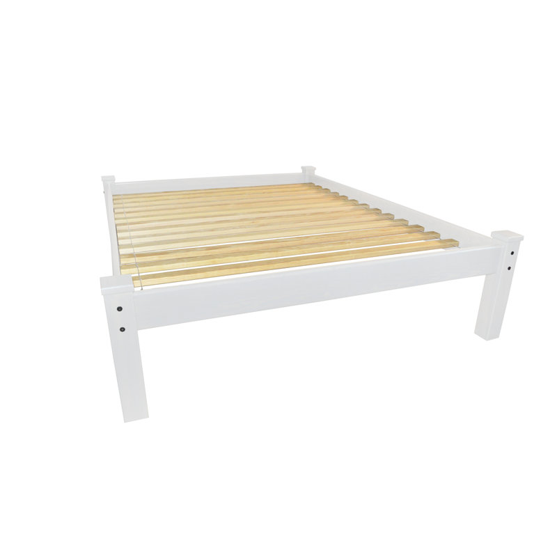 Anaaya Solid Wood Bed Frame, White, Queen