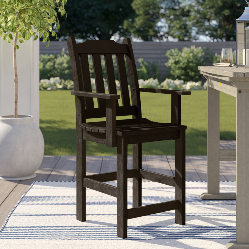 Arbnora Counter Height Patio Dining Chair, Weathered Acorn
