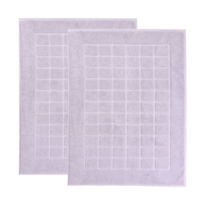 Nora Cotton Terry Solid Absorbent Thick Checkered Washable 2 Piece Bath Mat Set