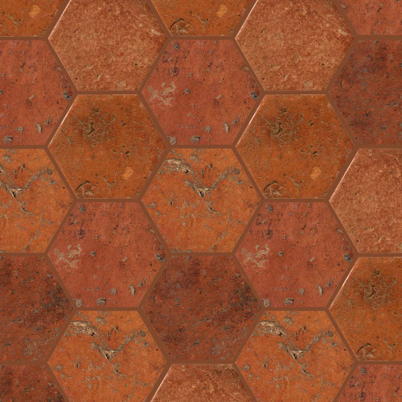 Scarlet 6X7 Hexagon Rosso Siena Terracotta Porcelain Wall and Floor Tile, Red