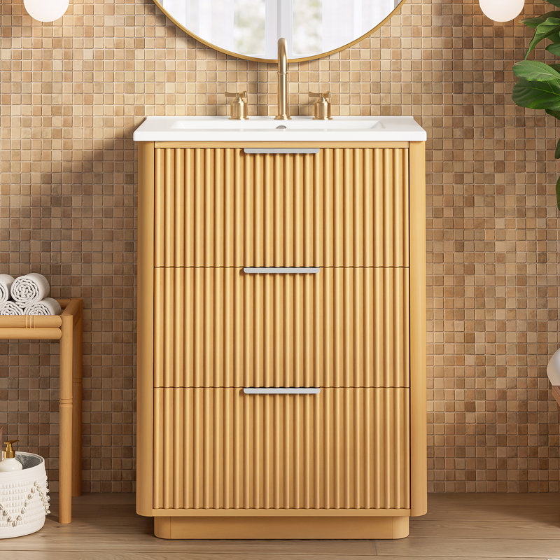 24" Small Bathroom Vanity With Ceramic Top
