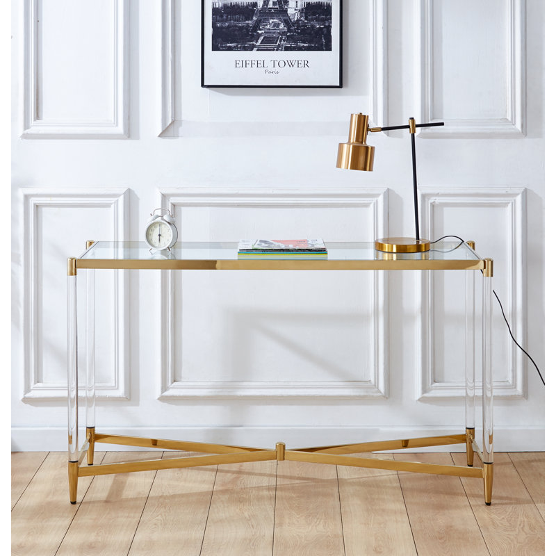 Glass Top Metal Base Writing Desk