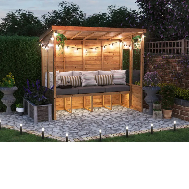 Dunster House Garden Arbour With Glazed Panels, Pressure Treated, Apocallipo, 219cm H x 244cm W x 120cm D