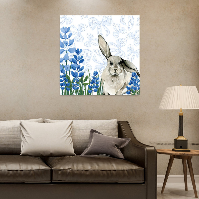 Impression sur toile Bluebonnet Bunnies IV Spring Flower, 32" H x 32" W