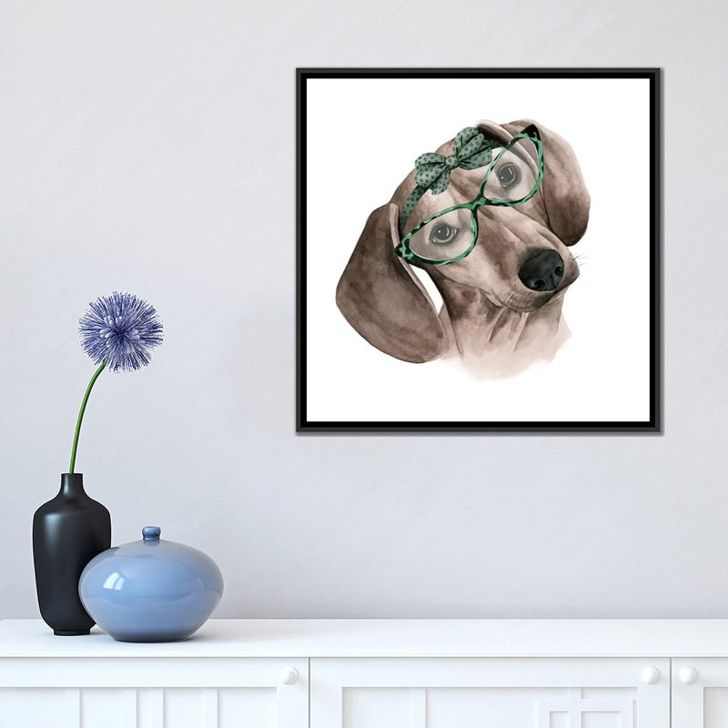 « rétro pup iii », reproduction d’impression sur toile, H 18 po x l 18 po x P 1,5 po, Toile avec cadre flottant noir