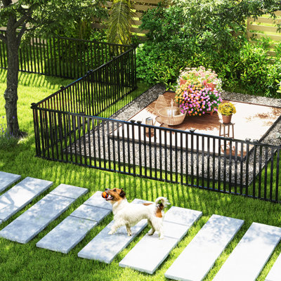 80'' x 39'' Vinyl Picket Fence 2 No Dig Fence Panels for Soft Ground