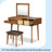 43.3" Classic Wood Makeup Vanity Set With Flip-Top Mirror And Stool, Dressing Table With Three Drawers And Storage Space, -1659778945