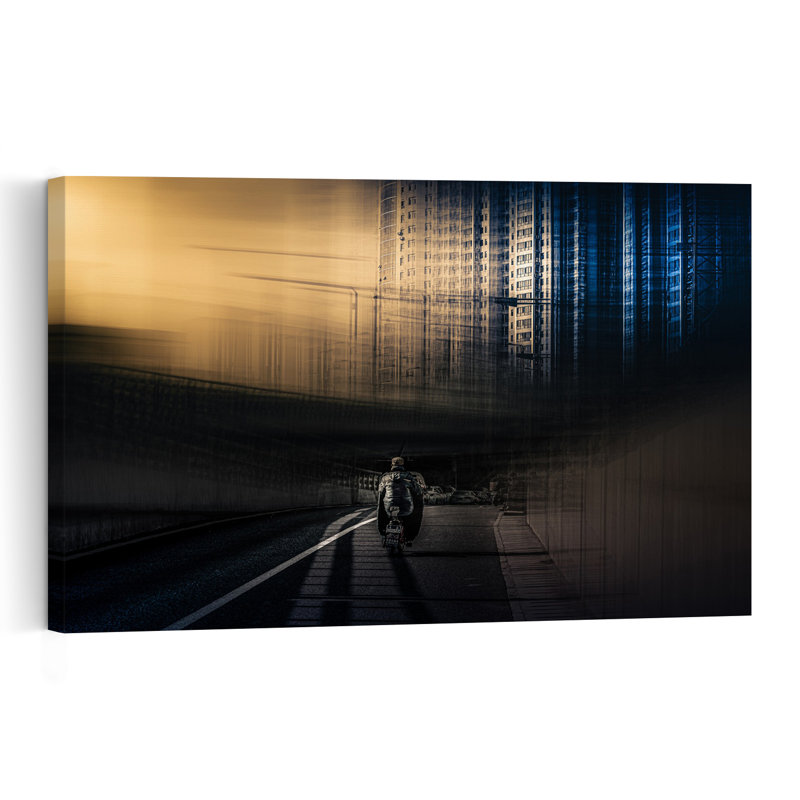 " Dynamic City Rider Abstract Modern Architecture City Wall Art Print " Print, H 40 po x l 60 po