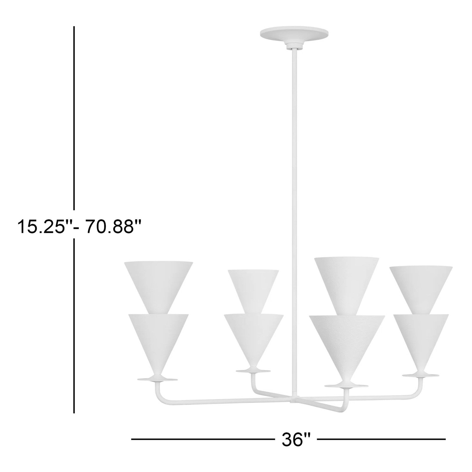 Deckland 4 - Light Metal Dimmable Chandelier, 15.25" H x 36" W x 36" D