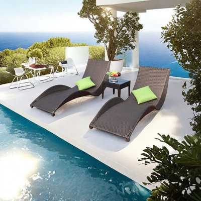 Outdoor PE Wicker Chaise Lounge Chair Outdoor Wicker Chaise Lounge Set with Table