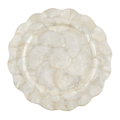Capiz Shell Scalloped Charger Plates (Set of 4) – Decorative Table Chargers for Dining & Entertaining, 13"