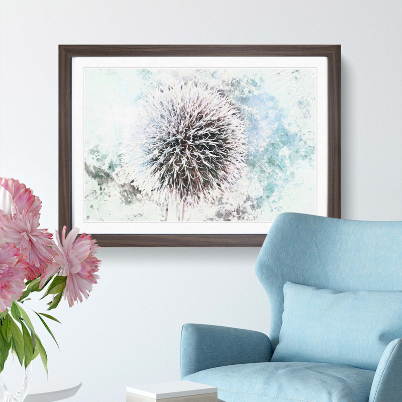 Globe Thistle - Picture Frame Painting Print, Walnut Framed, 62cm H x 87cm W x 2cm D