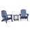 Ensemble de 2 chaises pliantes pour l'extérieur Adirondack et ensemble de table, chaise pliante en PEHD toutes saisons, chaise de jardin ergonomique pour terrasse et terrasse