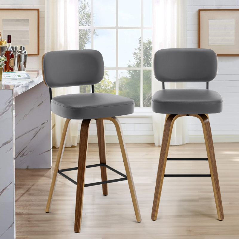 Tabouret de bar et de comptoir pivotant Loranza, Tabouret de bar (siège d'une hauteur de 29 po), Gris, Brun