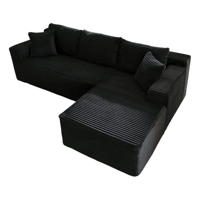 Canapé modulaire en L à assise profonde et canapé-lit modulaire, Orienté à droite, Noir