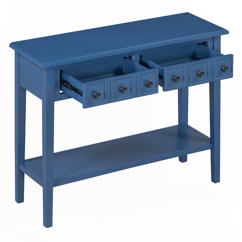 Table console 38,2 po Calila avec 2 tiroirs pour les entrées, les salons et les couloirs, Marine