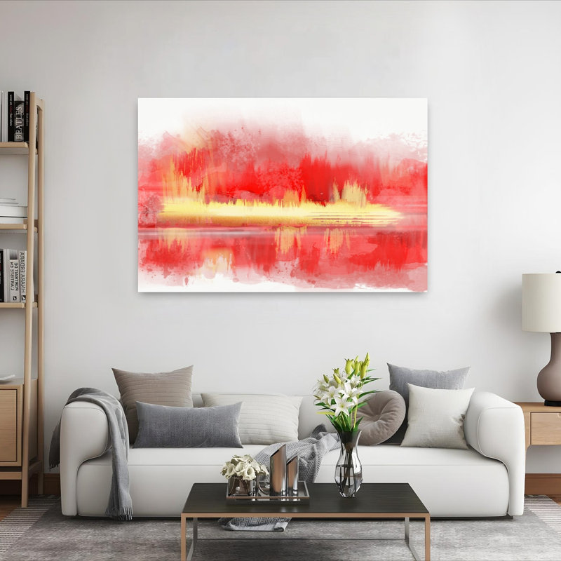 «Red Inferno», art moderne abstrait, paysage naturel, H 40 po x l 60 po