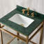 24" Green Marble Console Bathroom Vanity with Sink, Gold Stainless Steel Frame and Glass Storage Shelf