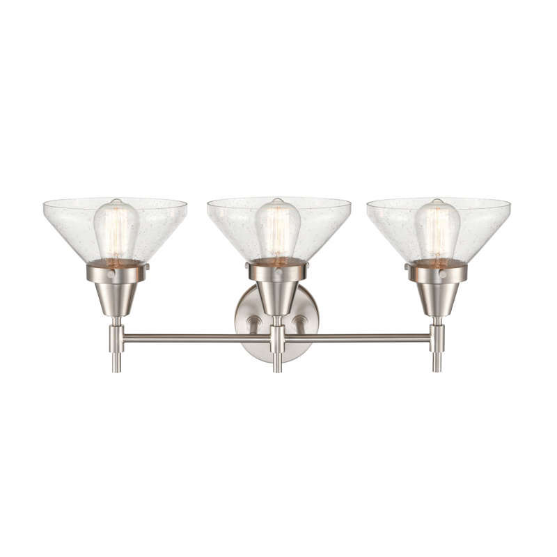 Éclairage pour meuble-lavabo à 3 lumières à intensité variable Gayle, Nickel satiné, Grainé, Ampoule DEL rétro 4 watts