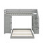 Lit superposé simple au dessus d'un lit double avec tablettes à 3 niveaux, tiroirs et escalier de rangement-1391353936