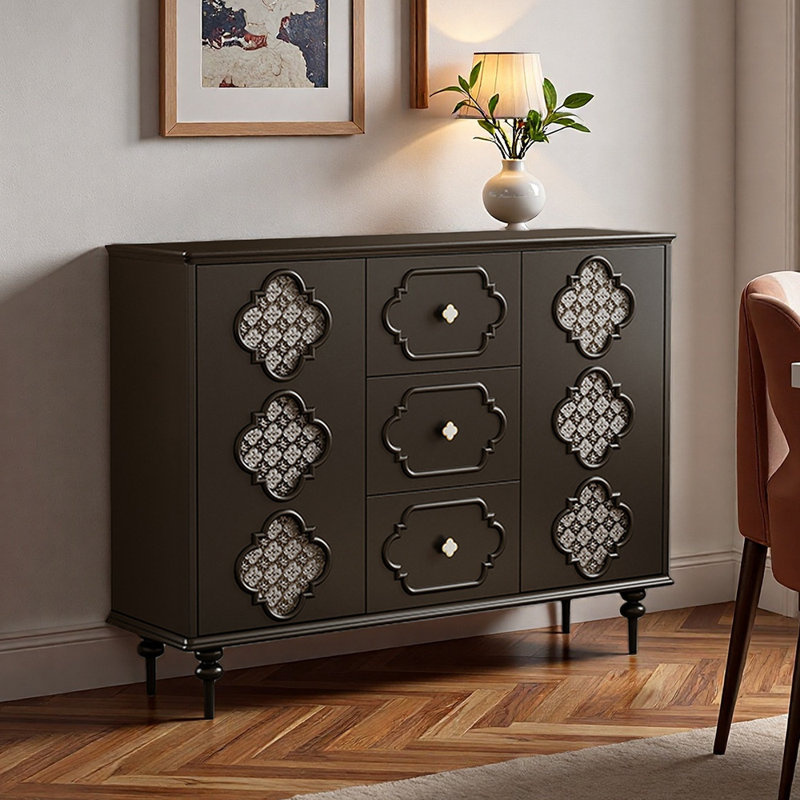 French style fashionable storage shoe cabinet, Black, 37.4" H x 47.24"  W x 13.78" D