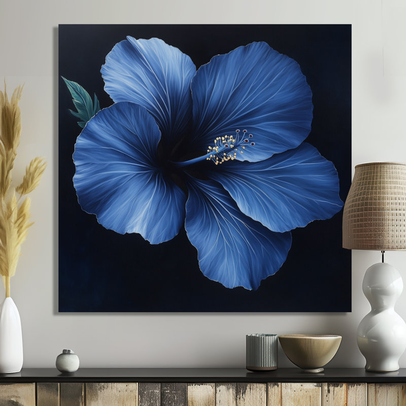 Midnight Bloom II - Grande affiche murale en métal à motif floral tropical, H 36 po x l 36 po