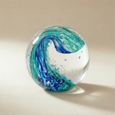  Kisor Coastal Art Glass Paperweight Orb Ball