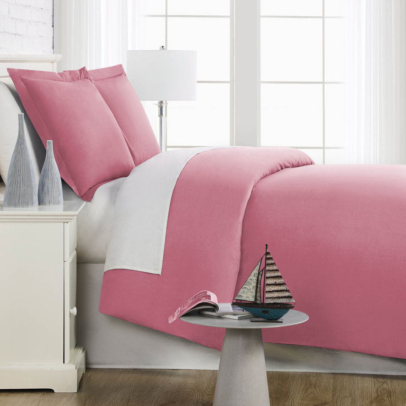 Southshore Fine Linens Southshore Basics Duvet Cover Set in Rose, Double-Brushed Microfiber Bedding with Hidden Zipper Closure and Corner Ties, 2 Pillow Shams, Full/Queen