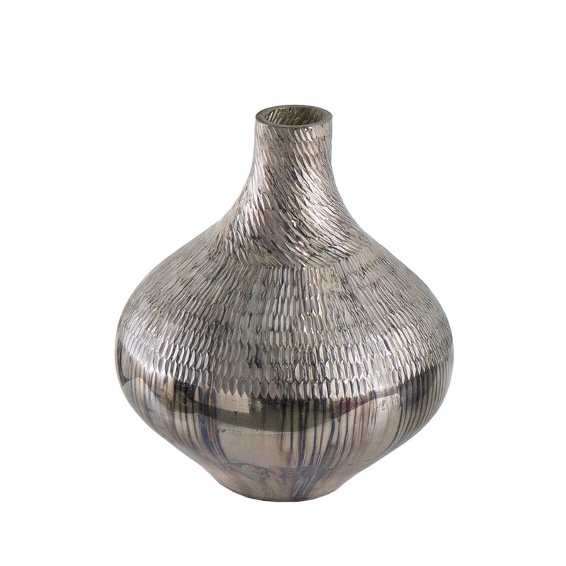 D9X10" Glass Silver Vase