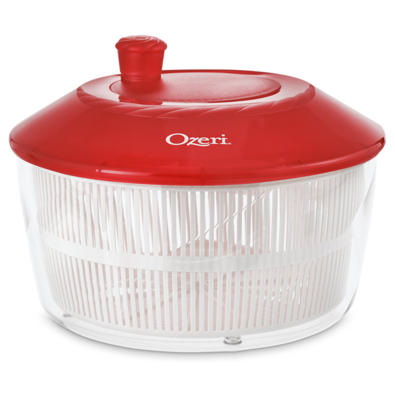 Italian Made Fresca Salad Spinner and Serving Bowl Rotator, Red