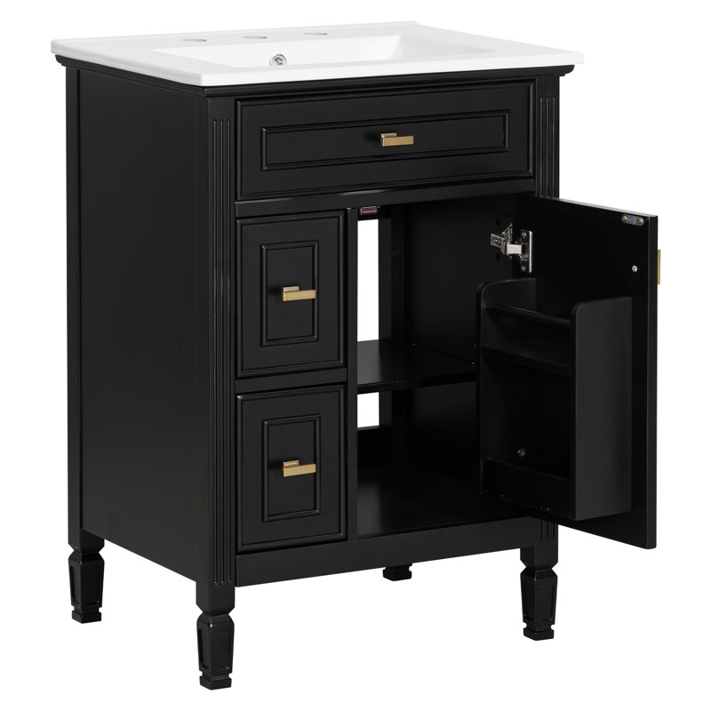 Meuble-lavabo de salle de bain avec lavabo, Black