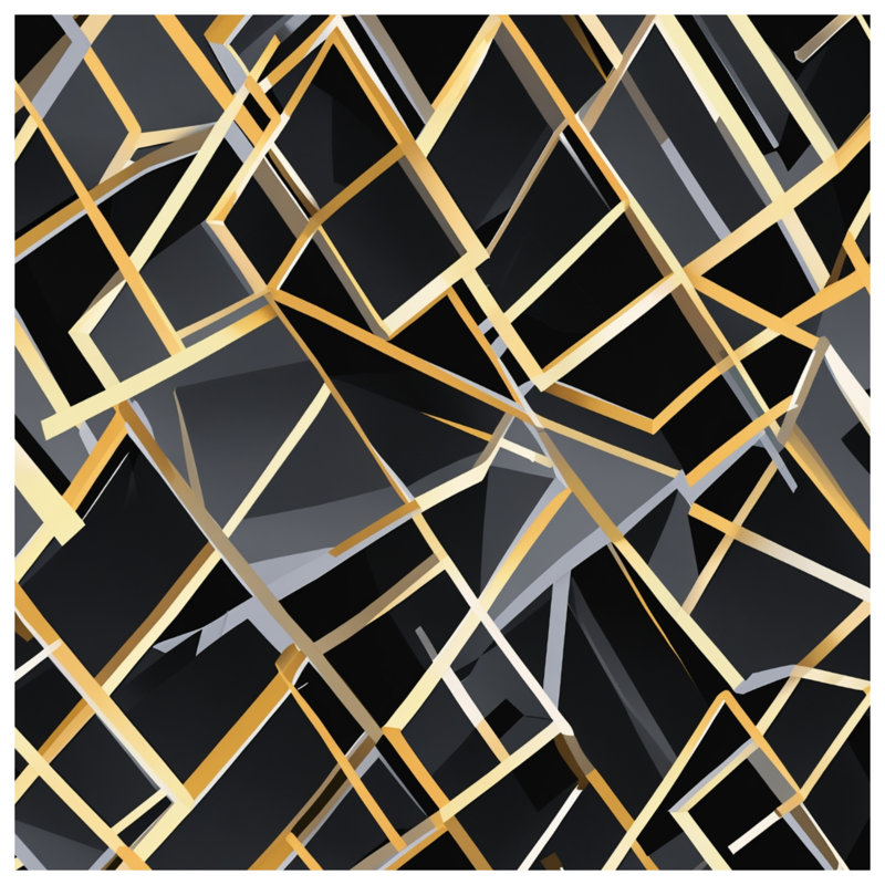 Couvertures abstraites géométriques noires et dorées, 60in W x 80in H