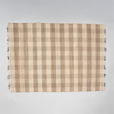 Tapis décoratif, tapis en jute, tapis écossais gris durable, pi