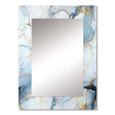 Serene Elegance Marble Pattern - marble  Wall Mirror, Modern Decorative Mirror, Printed Metal Art