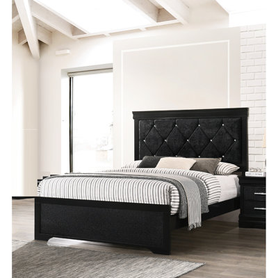 Tête de lit tapissier simple pour lit de style moderne en bois noir avec structure robuste -