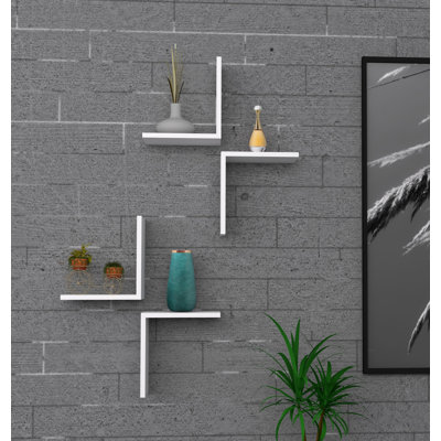 Tablette murale moderne (4 pièces), blanche, 11,1 po x 12,5 po x 7,7 po | 100% panneau de particules enduit de mélamine, épaisseur: 0,7 pouce | Conception élégante et fonctionnelle, parfaite pour la décoration et l'organisation, montage mural facile pour n'importe quelle pièce