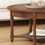 Table basse ovale vintage avec tiroir et tablette de rangement, table de cocktail ancienne de 45 pouces.-65482142
