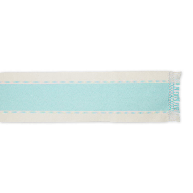Kizer Striped 100% Cotton Table Runner, 72" x 13", Aqua